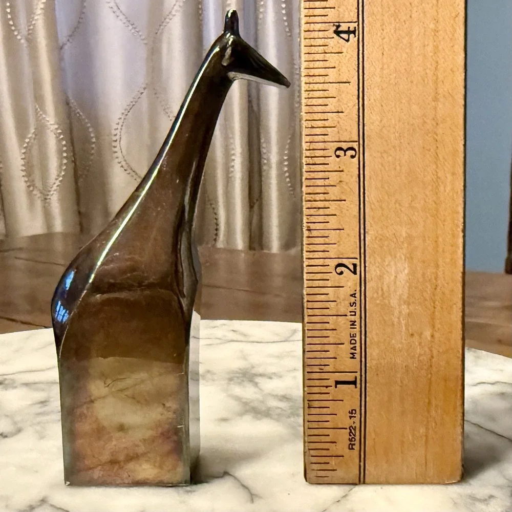 3pc VTG 80s Dansk Gunnar Cyren Silver Zoo Paperweight Elephant Giraffe Antelope